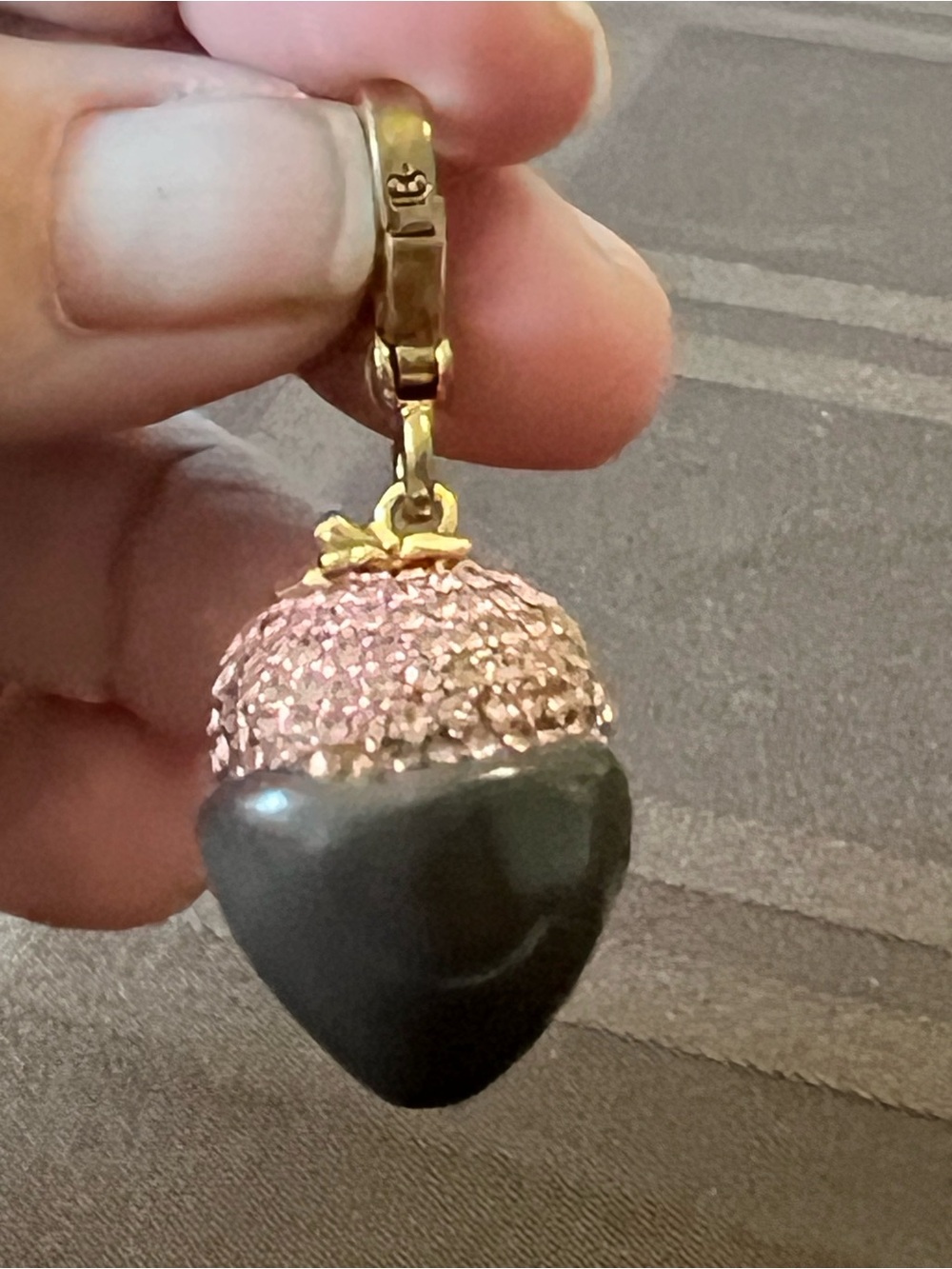 Vintage Juicy Couture Pink Rhinestone & Chocolate Enamel Acorn Charm As Is